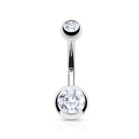 Piercing dubbel steentje wit