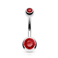 Piercing dubbel steentje rood