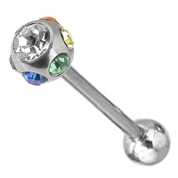 Piercing Kristallkugel weiß / regenbogen