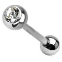 Piercing met zirkonia wit