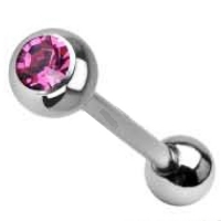 Piercing met zirkonia roze