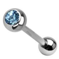 Piercing met zirkonia aqua