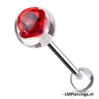 Zungenpiercing Metall rose rot