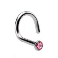 Neuspiercing bocht steen roze