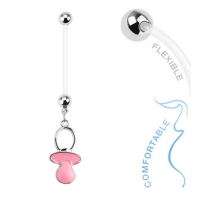 Schwangerschafts Bauchnabelpiercing Schnuller rosa