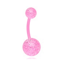 Piercing flexibele bio plast spikkel roze
