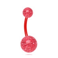 Piercing flexibele bio plast spikkel rood