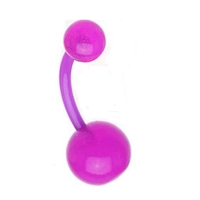 Piercing flexibele bio plast glow in the dark paars