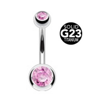 Piercing titanium steen roze klein