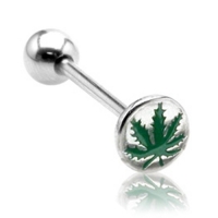 Zungenpiercing Cannabisblatt