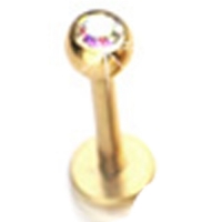 piercing steentje multi kleur gold plated