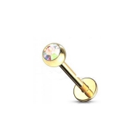 piercing steentje multi kleur gold plated