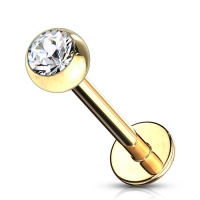 Piercingstein weiß vergoldet