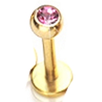 piercing steentje roze gold plated