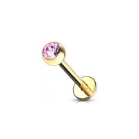 piercing steentje roze gold plated