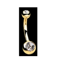 Piercing steentje wit gold plated