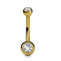 Piercing steentje wit gold plated