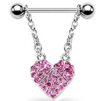 Brustwarzenpiercing Anhänger Herz rosa