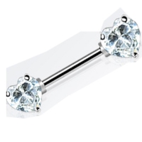 Tepelpiercing dubbel hart wit