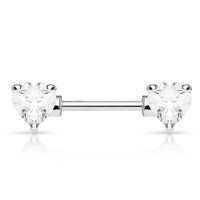 Brustwarzenpiercing Doppelherz weiß