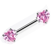 Tepelpiercing dubbel hart roze