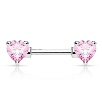 Brustwarzenpiercing Doppelherz rosa