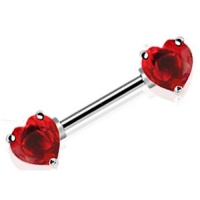 Tepelpiercing dubbel hart rood