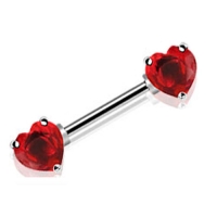 Tepelpiercing dubbel hart rood