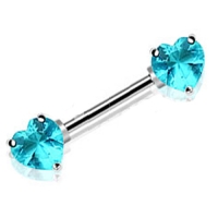 Tepelpiercing dubbel hart aqua