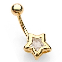 Bauchnabelpiercing Stern vergoldet 14kt.