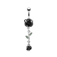 Navelpiercing dubbele roos zwart
