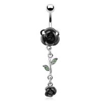 Bauchnabelpiercing Doppelrose schwarz