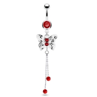 Bauchnabelpiercing Schmetterling Anhänger rot